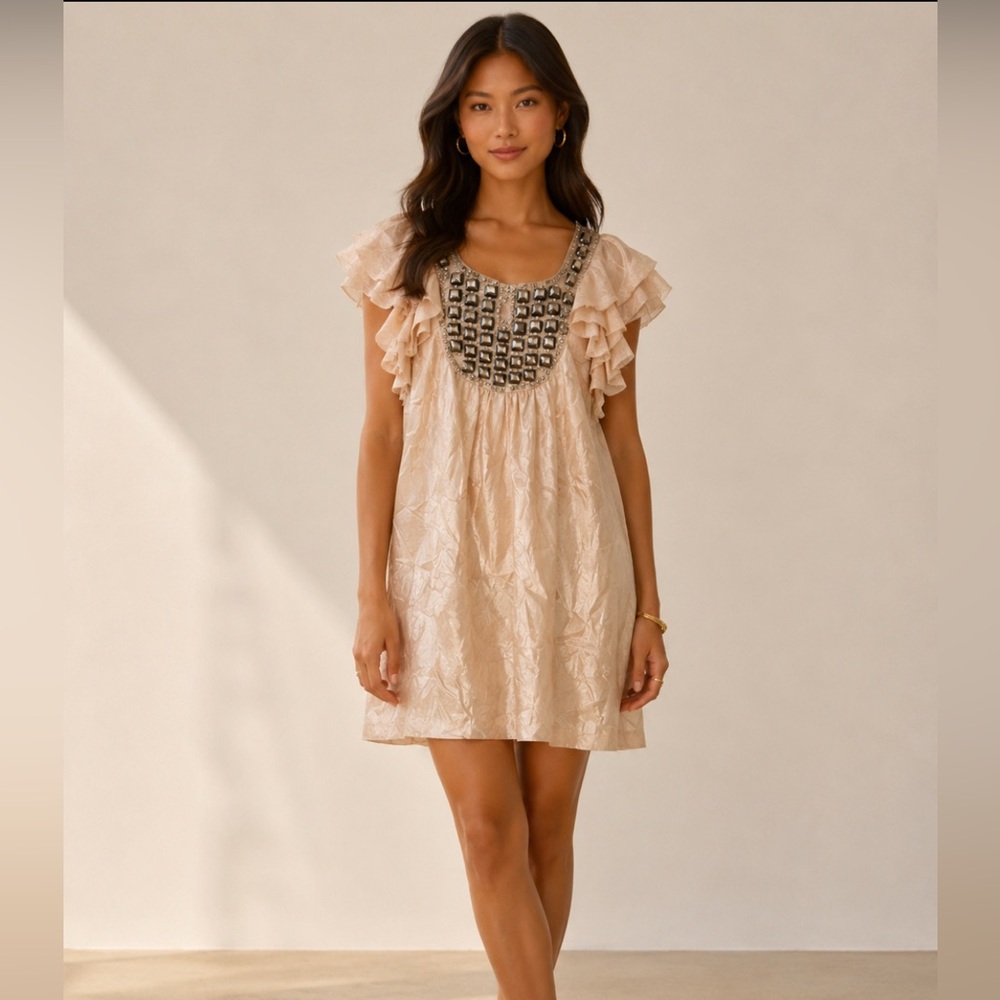 Scarlet Roos embellished semi ruffled dress